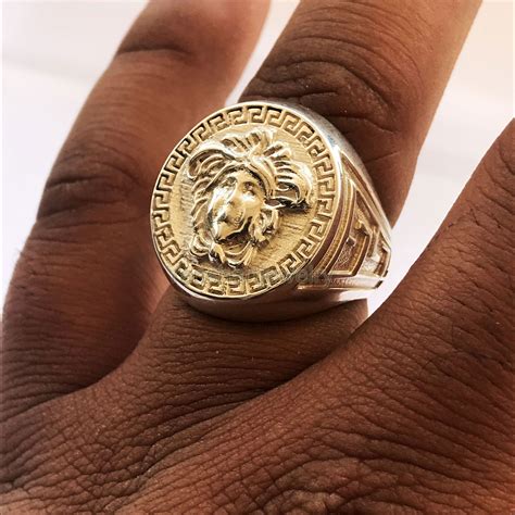 mens versace ring silver